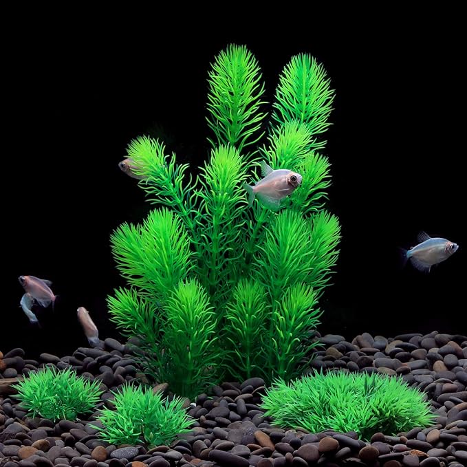 MyLifeUNIT Aquarium Plants, Artificial Aquarium Decorations for Fish Tank Decor, Pack of 4