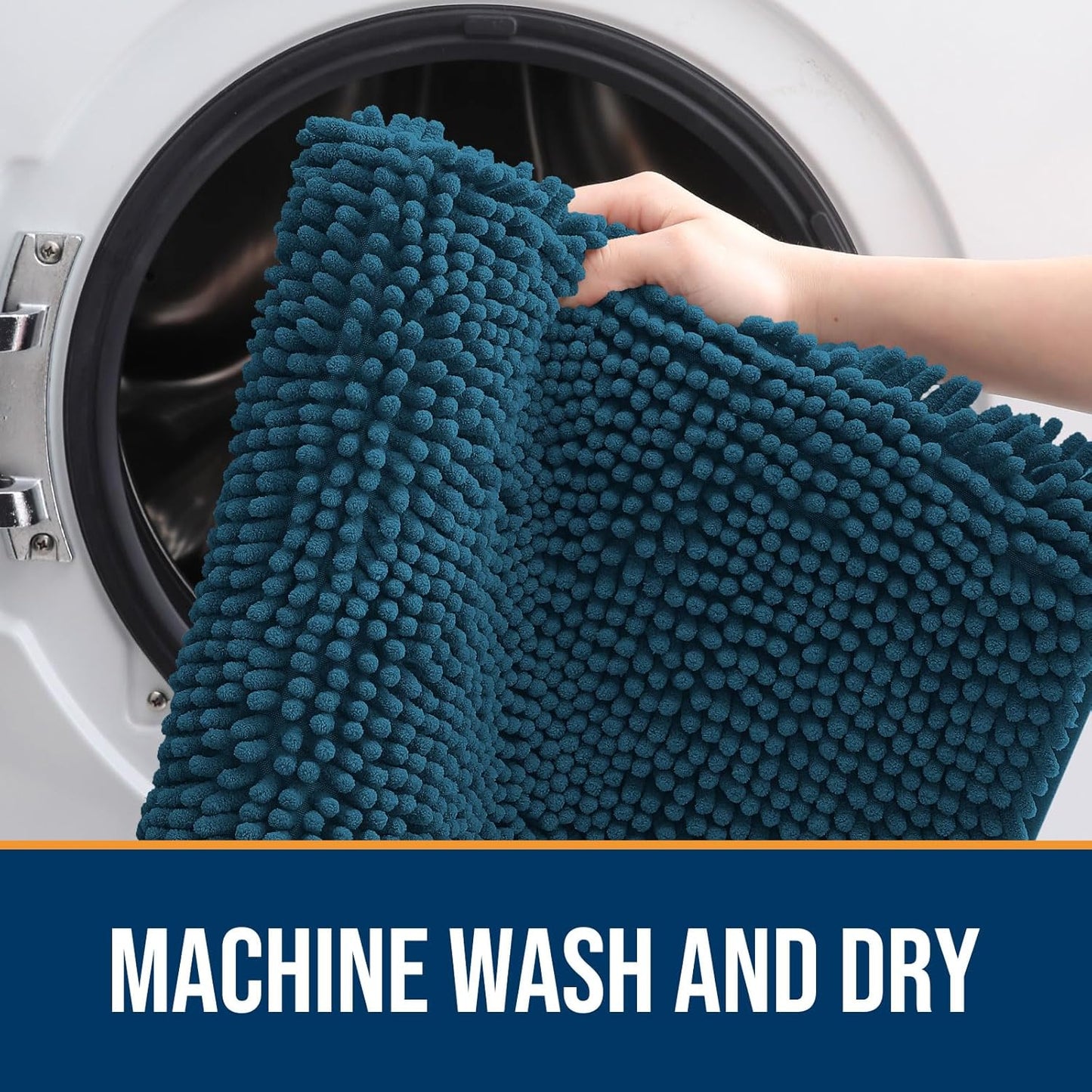 OLANLY Dog Door Mat for Muddy Paws 70x46, Absorbs Moisture and Dirt, Absorbent Non-Slip Washable Doormat, Quick Dry Chenille Mud Mat, Entry Indoor Entryway Carpet for Inside Floor, Atlantic Blue