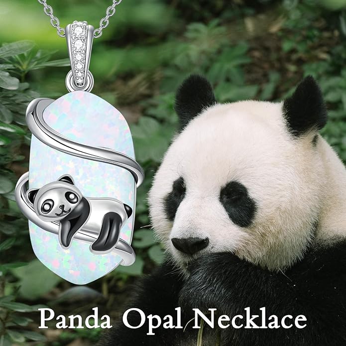 Opal Mama Bear/Panda/Cat/Koala/Sloth/Cardinal/Unicorn Necklace 925 Sterling Silver Opal Animal Pendant Jewelry Birthday Gifts Women Her Mom
