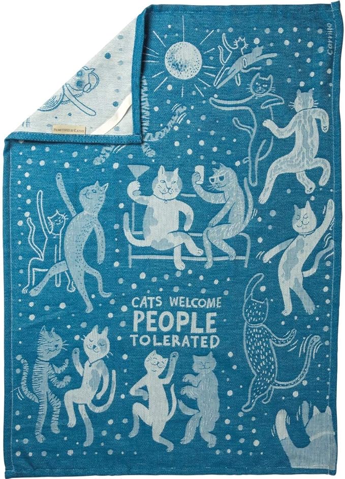 Primitives by Kathy Kitchen Towel - Cats Welcome People Tolerated 20" x 28"