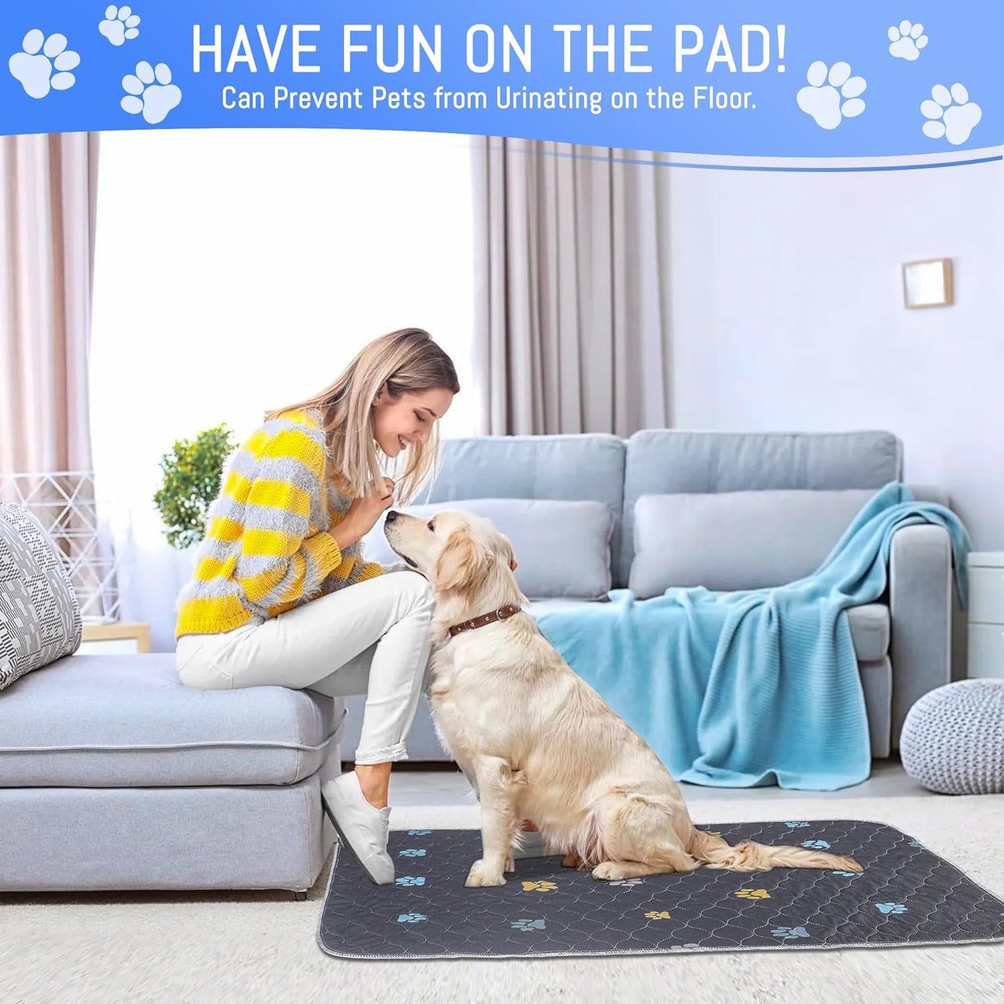 Aitmexcn Washable Puppy Dog Pee Pad, 2PCS 100% Waterproof Whelping Training Mat for Puppy/Senior Dog, Fast Drying Reusable Puppy Pads for Indoor, Outdoor and Car Travel- 36'' x 36''