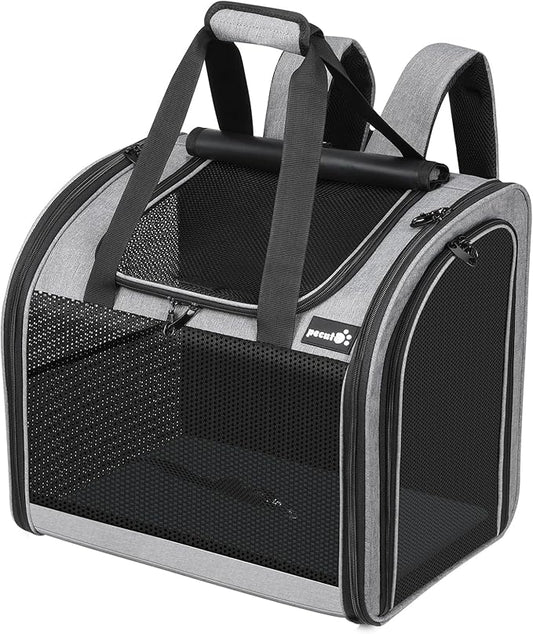 Pecute Cat Backpack with Widened Interior Space, Upgraded Dog Backpack Carrier with Various Ways to Carry, Pet Backpack with Breathable Mesh, Pet Travel Carrier with Soft Padded, Reinforced Support