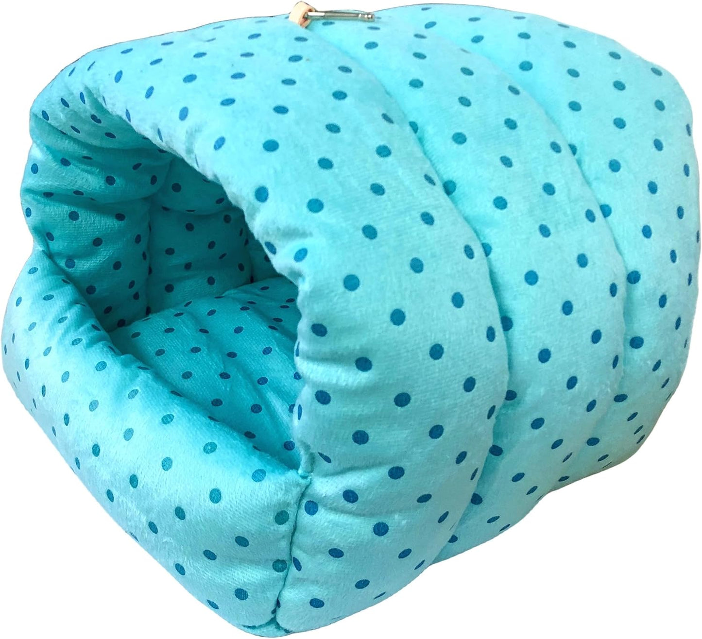WOWOWMEOW Guinea Pigs Bed,Hamster Bed,Small Animals Warm Hanging Cage Cave Bed (M, Dot- Blue)