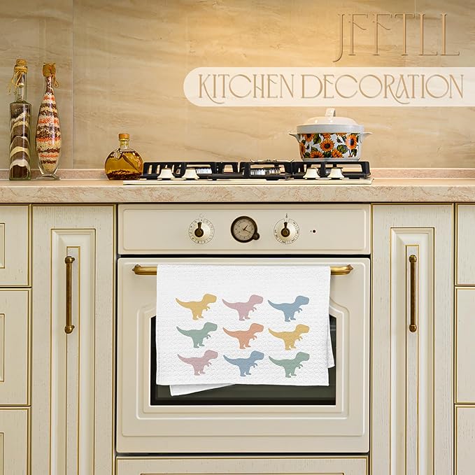 Colorful Dinosaur Hand Towels for Kid Bathroom, Dinosaurs Boys Bathroom Decor, Dinosaur Gifts Kitchen Towels, Dinosaurs Decor Dish Towels for Kitchen Drying, 16x24 Inch