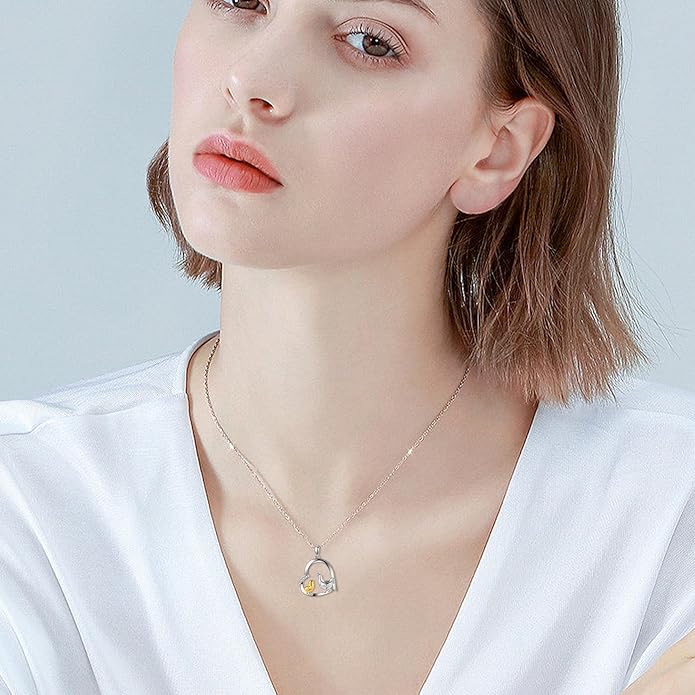Sterling Silver Cute Animal Pendant Necklace Fox/Snake/Unicorn/Owl on Moon/Rabbit/Horse Necklace Jewelry Gifts for Women Mom Sister