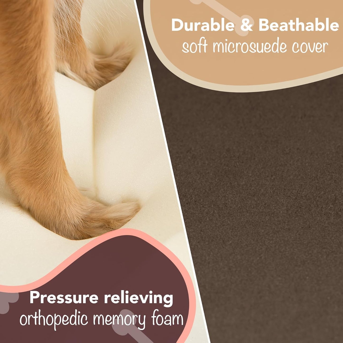 Chester Small Dog Bed - Orthopedic Memory Foam Mattress, Calming Couch, Wall Rim Pillow, Water Resistant, Washable Cover, Non-Slip, Cocoa Brown