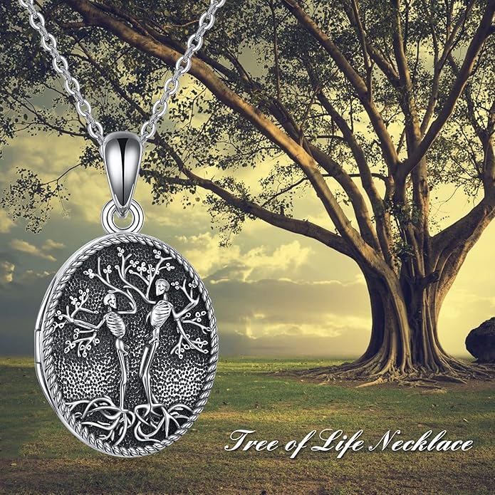 ONEFINITY Tree of Life Locket Necklace Sterling Silver Locket Necklace That Holds Pictures Tree of Life Locket Pendant for Women Wife Girlfriend