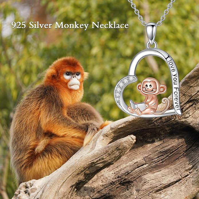 Cat Squirrel Llama Raccoon Tiger Cheetah Elephant Fox Sloth Koala Monkey Horse Dinosaur Axolotl Necklace Animal Pendant Heart Necklace 925 Sterling Silver