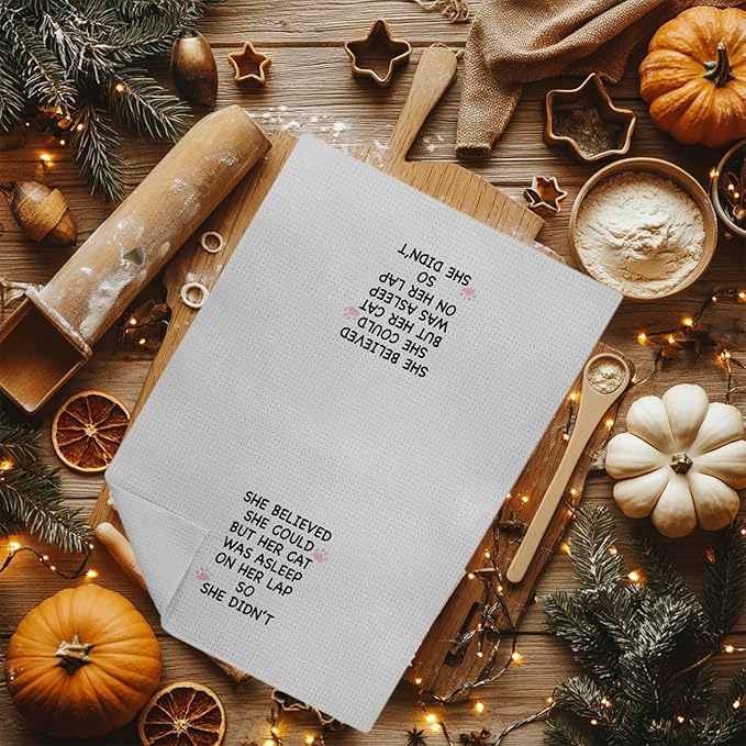 Cat Towels for Cat Lovers, Cat Kitchen Towels, Cat Mom Gifts, Cat Gifts for Cat Lovers Women, Cat Lady Gifts, Cat Hand Towels, Cat Dish Towels Tea Towels for Kitchen, 16x24 Inch