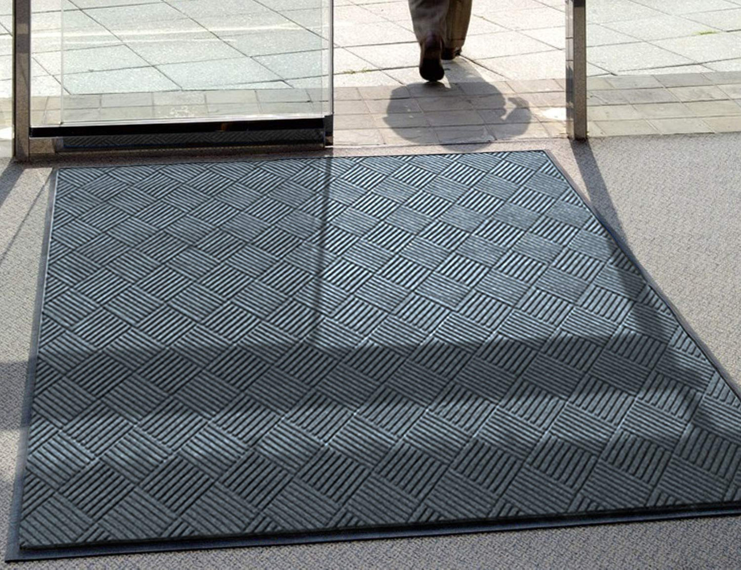 WaterHog Diamond | Commercial-Grade Entrance Mat with Rubber Border – Indoor/Outdoor and Quick Drying Door Mat (Bluestone, 6' x 8.4')