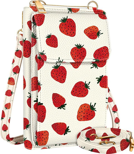 Cute Crossbody Purse Cell Phone Bags for Women - Leather Cellphone Wallet Purse with Handle Rope and Adjustable Shoulder Rope