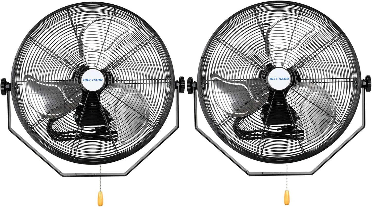 BILT HARD 20 inch Industrial Wall Fan, 4600 CFM, 3-Speeds High Velocity Wall Mount Fan with Sealed Motor, 2 Pack