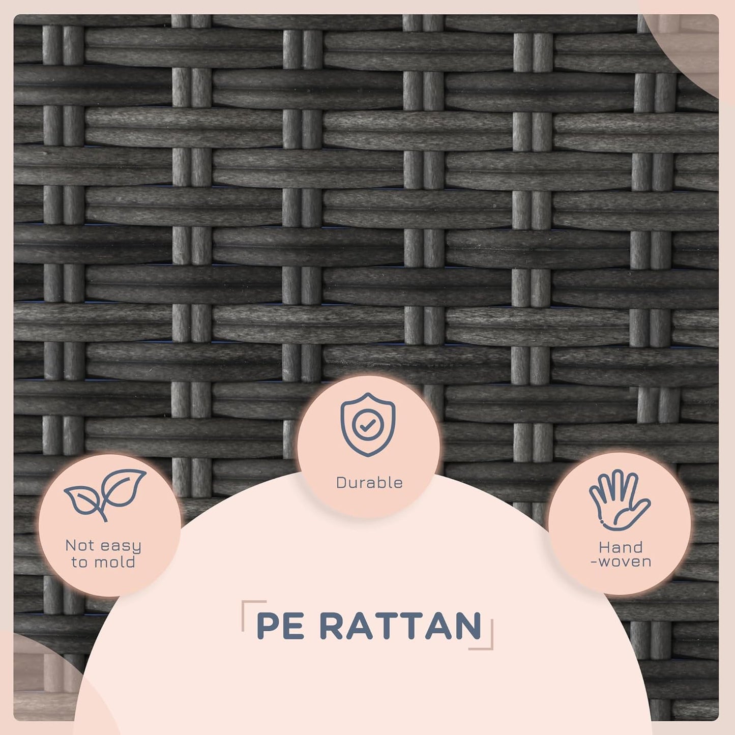 PawHut Wicker Dog House Outdoor with Canopy, Rattan Dog Bed with Water-Resistant Cushion, Raised Dog Bed for Small, Medium Dogs up to 66 lbs, 19.75" in Length, Gray Wicker, Dark Blue Cushion