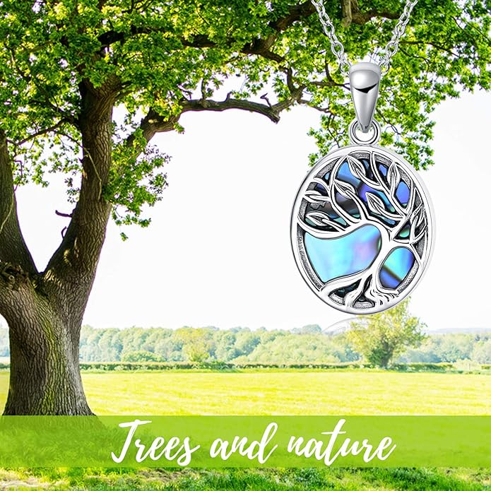 ONEFINITY Tree of Life Locket Necklace Sterling Silver Locket Necklace That Holds Pictures Tree of Life Locket Pendant for Women Wife Girlfriend