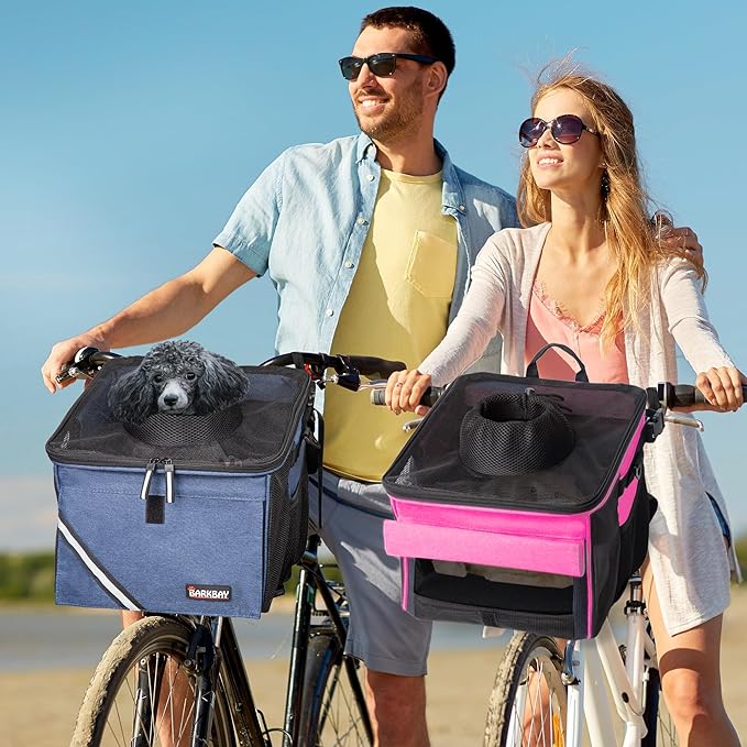 Pet Carrier Bicycle Basket Bag Pet Carrier/Booster Backpack for Dogs and Cats with Big Side Pockets,Comfy & Padded Shoulder Strap,Travel with Your Pet Safety（Classic Blue）