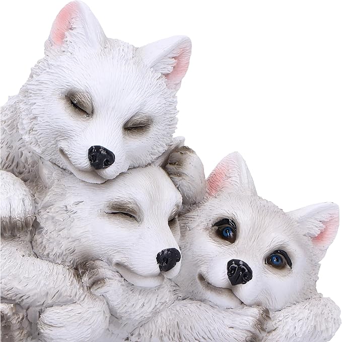 Nemesis Now Sleepy Wolf Pups Figurine 14cm, Resin, White, Three Baby Wolves Figure, White Wolves Trio Ornament, Collectable Wolf Giftware, Cast in The Finest Resin, Expertly Hand-Painted