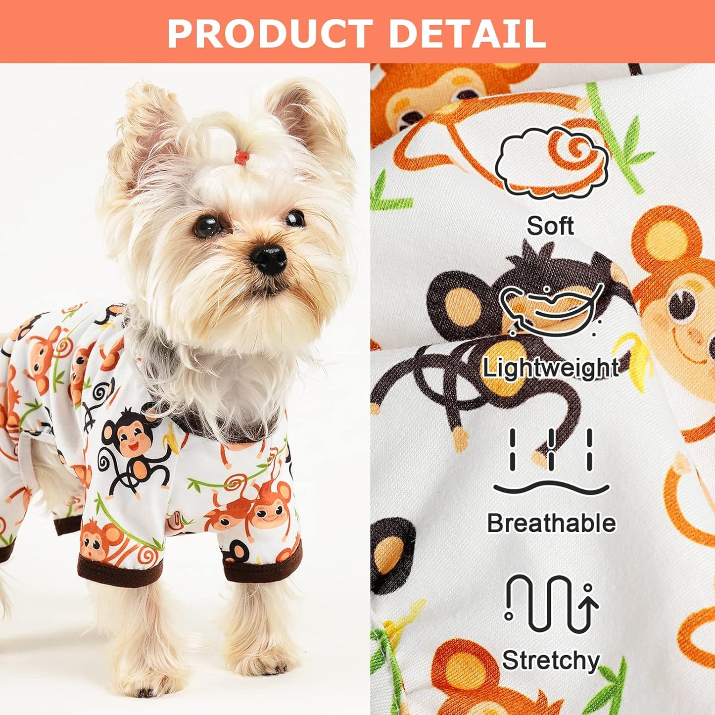 Dog Pajamas Pjs Summer Dog Clothes for Small Dogs Boy Girl Puppy Pajamas for Small Dogs Chihuahua Clothes Pet Onesies Doggie Outfits Jammies, Medium