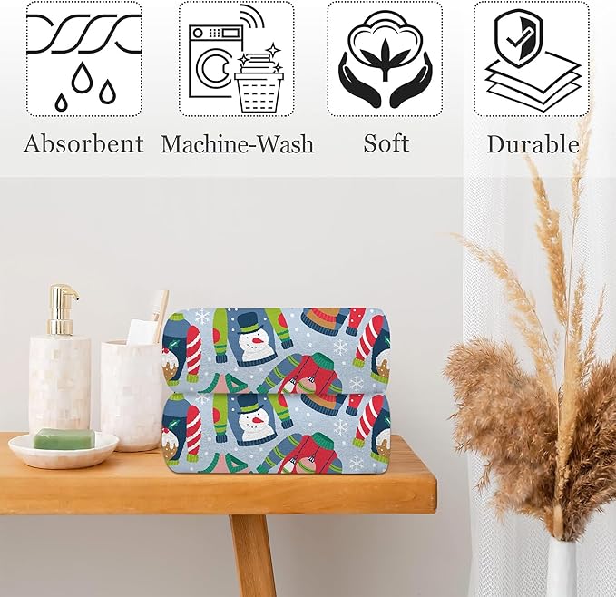 Christmas Ugly Sweater Hand Towel Set of 2,Childish Christmas Holiday Sweater Bathroom Kitchen Towel,Soft Absorben for Bathroom Kitchen Hotel 28"x14"