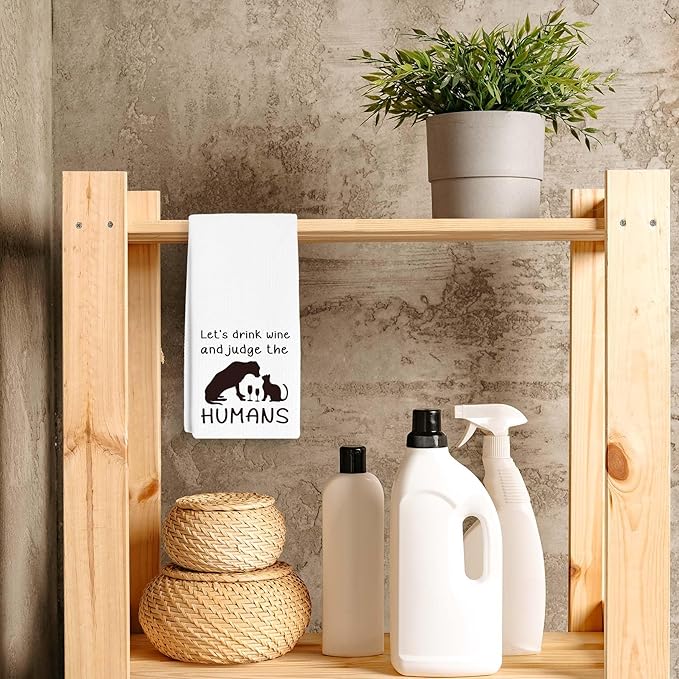 Dog and Cat Towels Dish Towels Dishcloth, Dog Cat Gifts for Women Dog Lovers cat Lovers, Cute Dog Cat Decor for Kitchen Bathroom Home, 16 x 24 Farmhouse Decoration Hand Towels. (075)