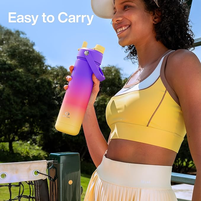 Insulated Water Bottle with Straw Stainless Steel Water Bottle, Leak-Proof, BPA-Free, Double Wall Vacuum Keeps Cold for 24 Hours for Sports, Travel, School (18 oz, Peach Dream)