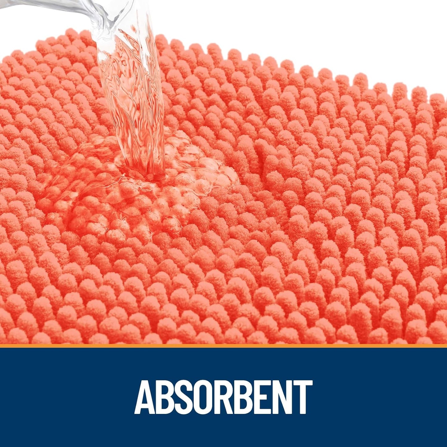 OLANLY Dog Door Mat for Muddy Paws 47x32, Absorbs Moisture and Dirt, Absorbent Non-Slip Washable Doormat, Quick Dry Chenille Mud Mat for Dogs, Entry Indoor Entryway Carpet for Inside Floor, Coral