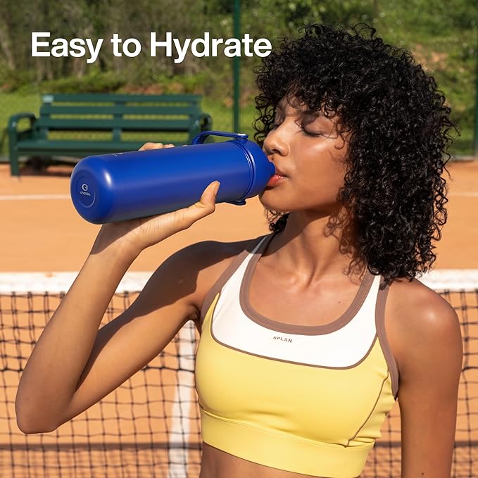 Insulated Water Bottle with Straw Stainless Steel Water Bottle, Leak-Proof, BPA-Free, Double Wall Vacuum Keeps Cold for 24 Hours for Sports, Travel, School (32 oz, Royal Blue)