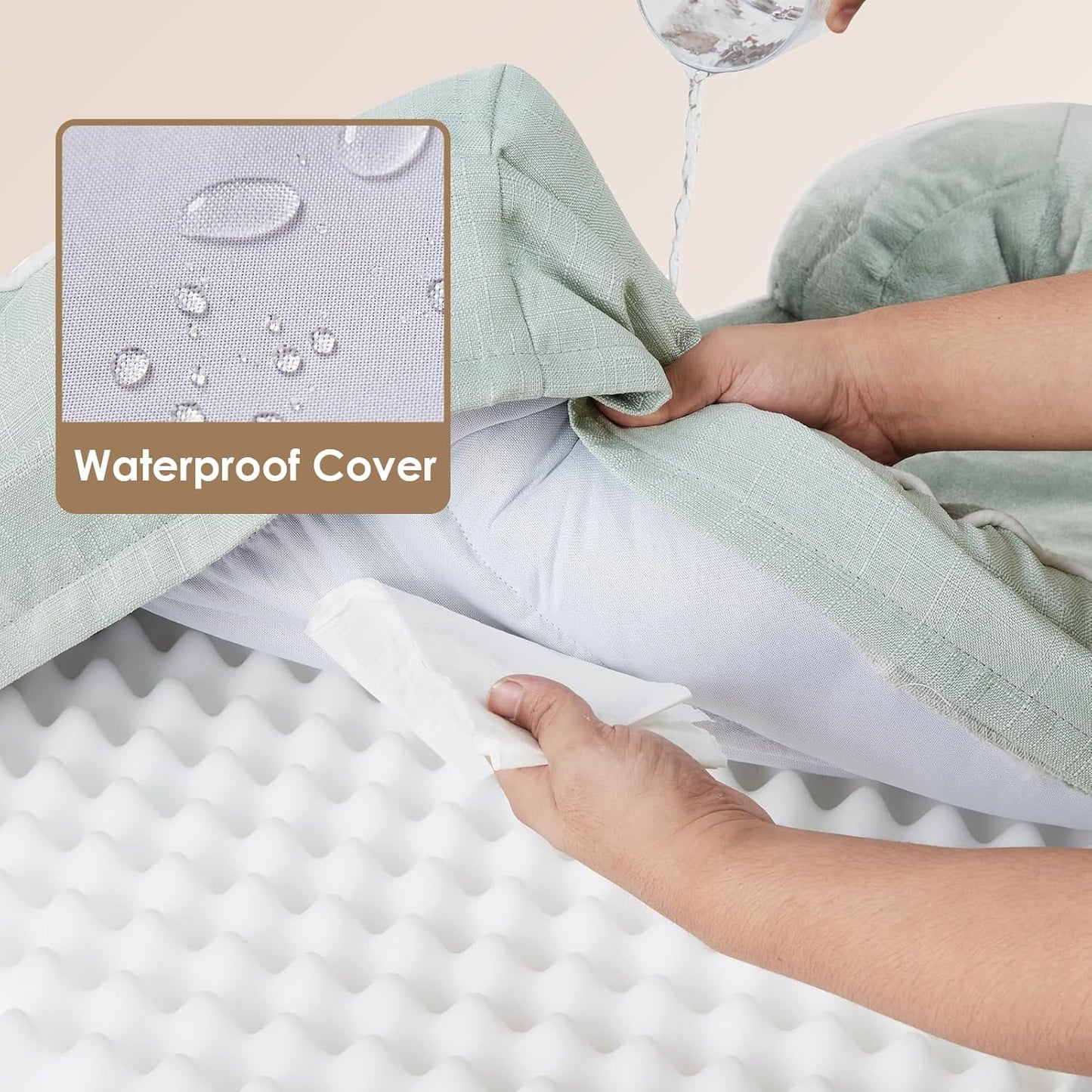 EHEYCIGA Orthopedic Dog Bed for Medium Dogs, Waterproof Memory Foam, Sage Green, 30"L x 20"W x 6.5"Th