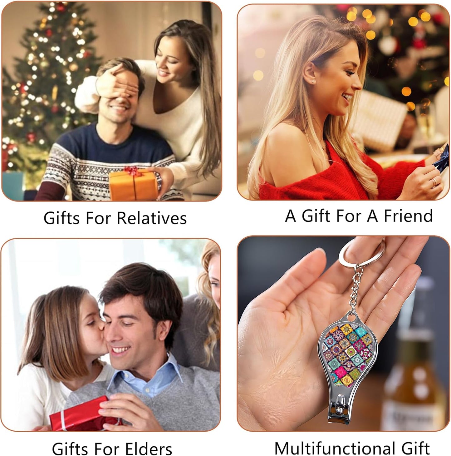 Nail Clippers with Key Chain Cute Stainless Steel Nail Cutter with File Professional Toenail Clipper for Men Multifunction Toenail Clipper 2 Pack Nique Cutter for Adult(Mandala)