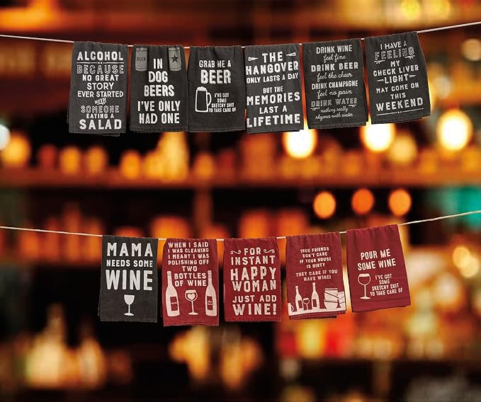 Primitives by Kathy Kitchen Towel - Polishing Off Two Bottles Of Wine