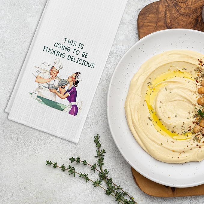 Funny Kitchen Towels This is Going to Be Fxxking Delicious Soft Dish Towels Adult Humor Kitchen Decor Gifts for Housewife Sweet Housewarming Gifts for Women Men Hostess Sister Chef Friend