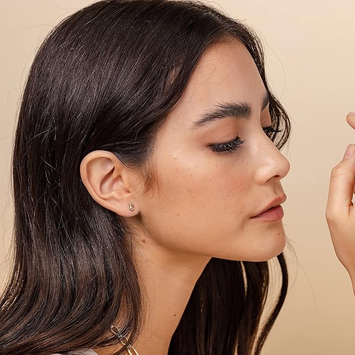 PAVOI 14K Gold Plated Sterling Silver Bar, Dot, Heart, Triangle, Star, Cat | Dainty Earrings for Women