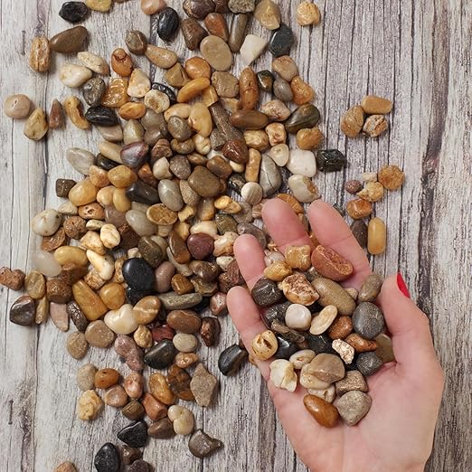Royal Imports 30LBS River Rocks Decorative Ornamental Pebbles, Garden Landscaping Stones, Gravel Filler for Plants, Vases, Succulents, Home Decor, Aquariums, Crafting, Animal Habitat - Small Natural