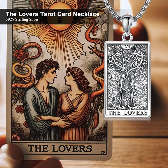 PELOVNY Tarot Card Necklace 925 Sterling Silver Skeleton Necklace The Sun Moon Star Strength Lovers Death Devil Fool Tarot Jewelry Christmas Birthday Gifts for Men Women Unisex