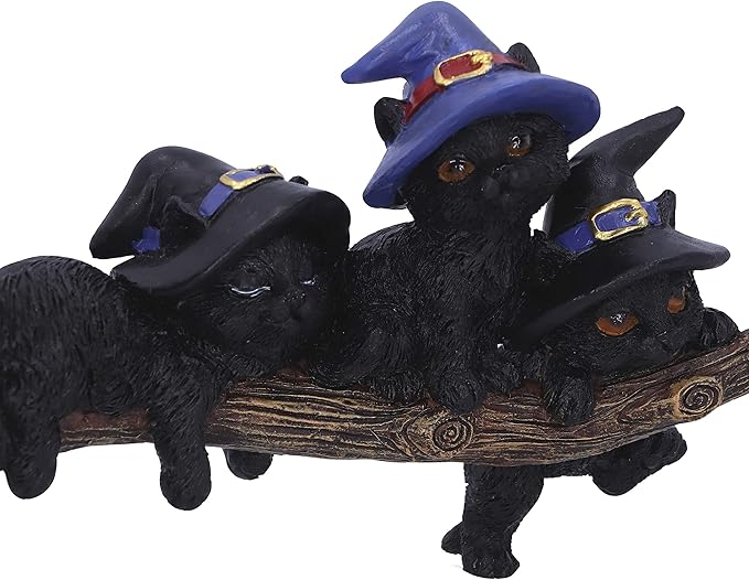 Nemesis Now Purrfect Broomstick Witches Familiar Black Cats and Broomstick Figurine,27.5cm