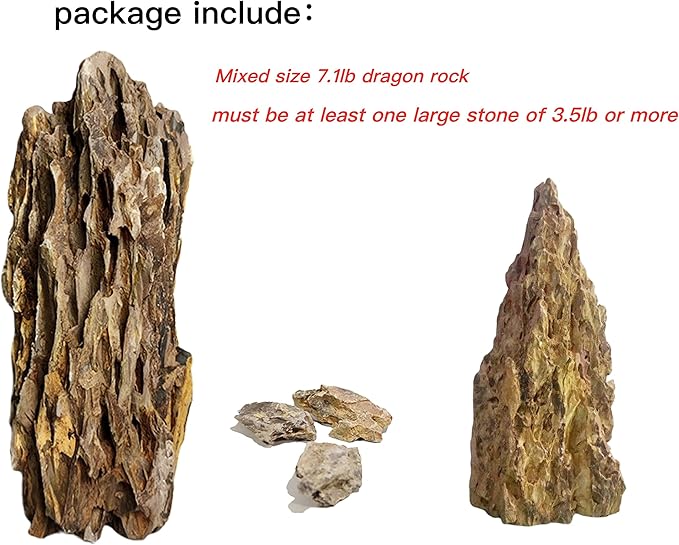 Natural Dragon Rock Carefully Selected Mixed Sizes, Decorative Aquarium Rocks, Aquarium Stones for Fish Tank (7.1lb-Large)