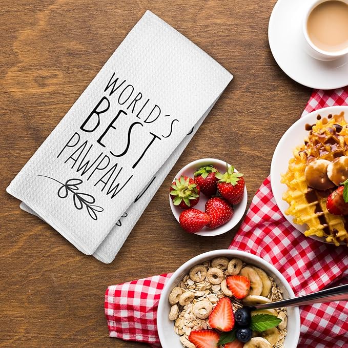 World's Best Pawpaw Kitchen Towels, Best Pawpaw Gifts for Grandfather Pawpaw, Pawpaw Gifts from Children, Pawpaw Father's Day Birthday Gifts Tea Towels Kitchen Hand Towels 16x24 Inch