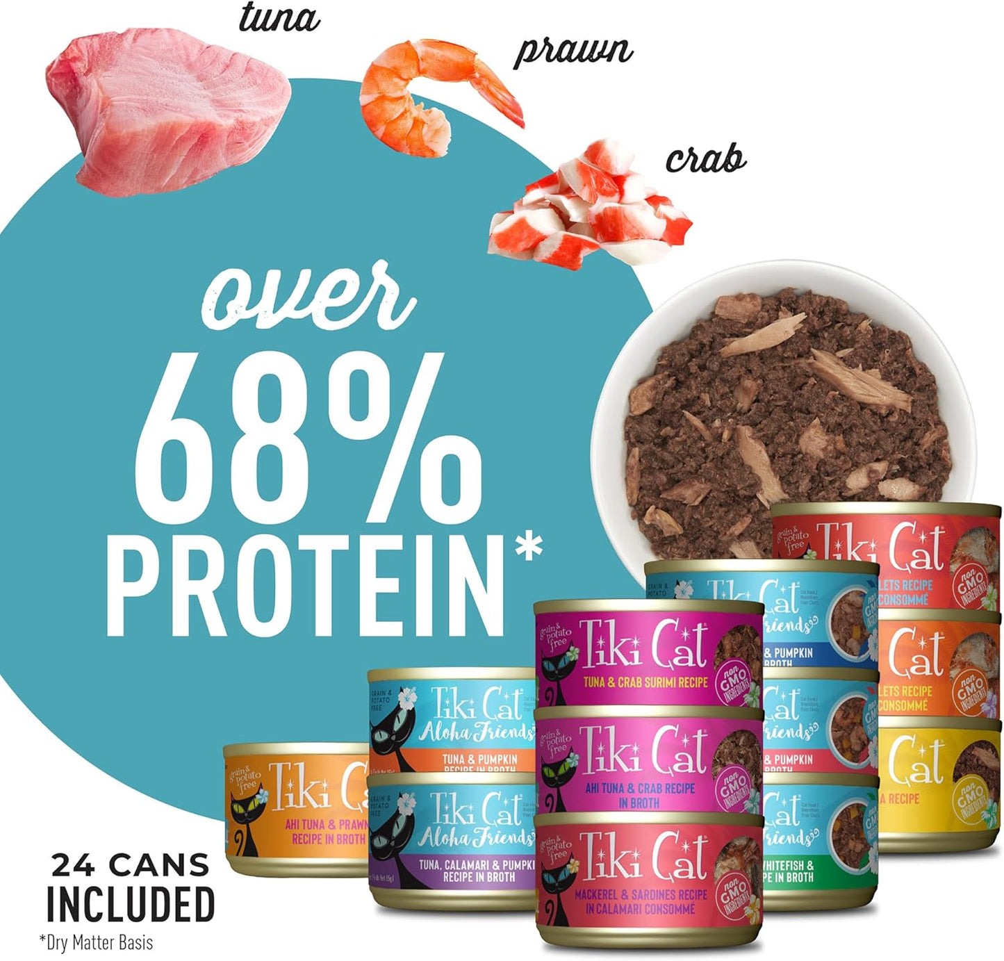 Tiki Cat® Wet Cat Food Mega Pack, Fish Favorites Variety Pack, 2.8/3 oz. Can (24 Count)