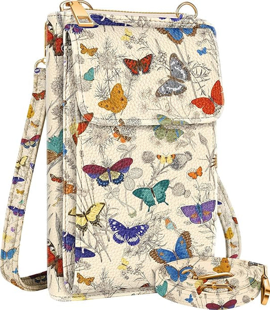 Cute Crossbody Purse Cell Phone Bags for Women - Leather Cellphone Wallet Purse with Handle Rope and Adjustable Shoulder Rope