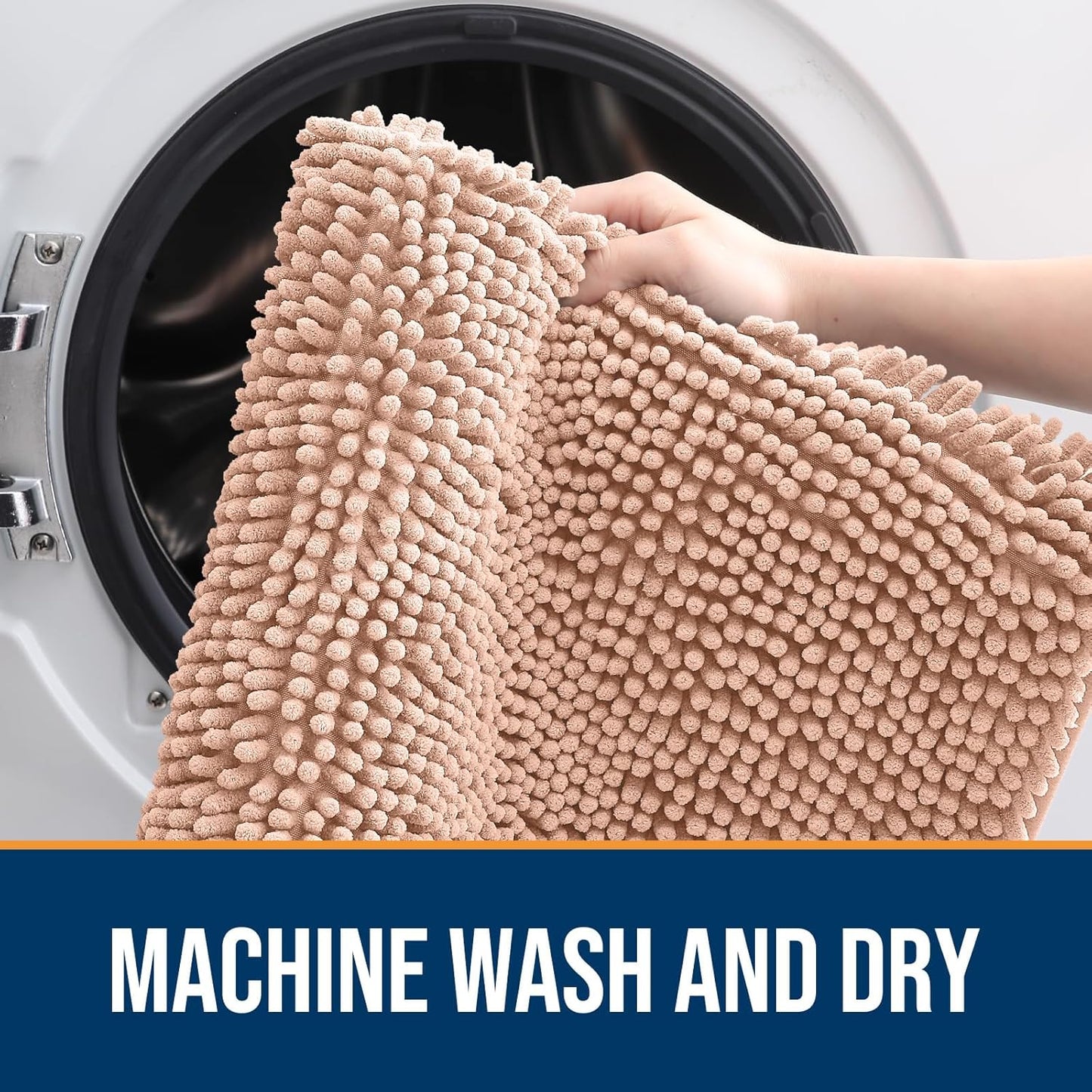 OLANLY Dog Door Mat for Muddy Paws 44x32, Absorbs Moisture and Dirt, Absorbent Non-Slip Washable Doormat, Quick Dry Chenille Mud Mat for Dogs, Entry Indoor Entryway Carpet for Inside Floor, Peach