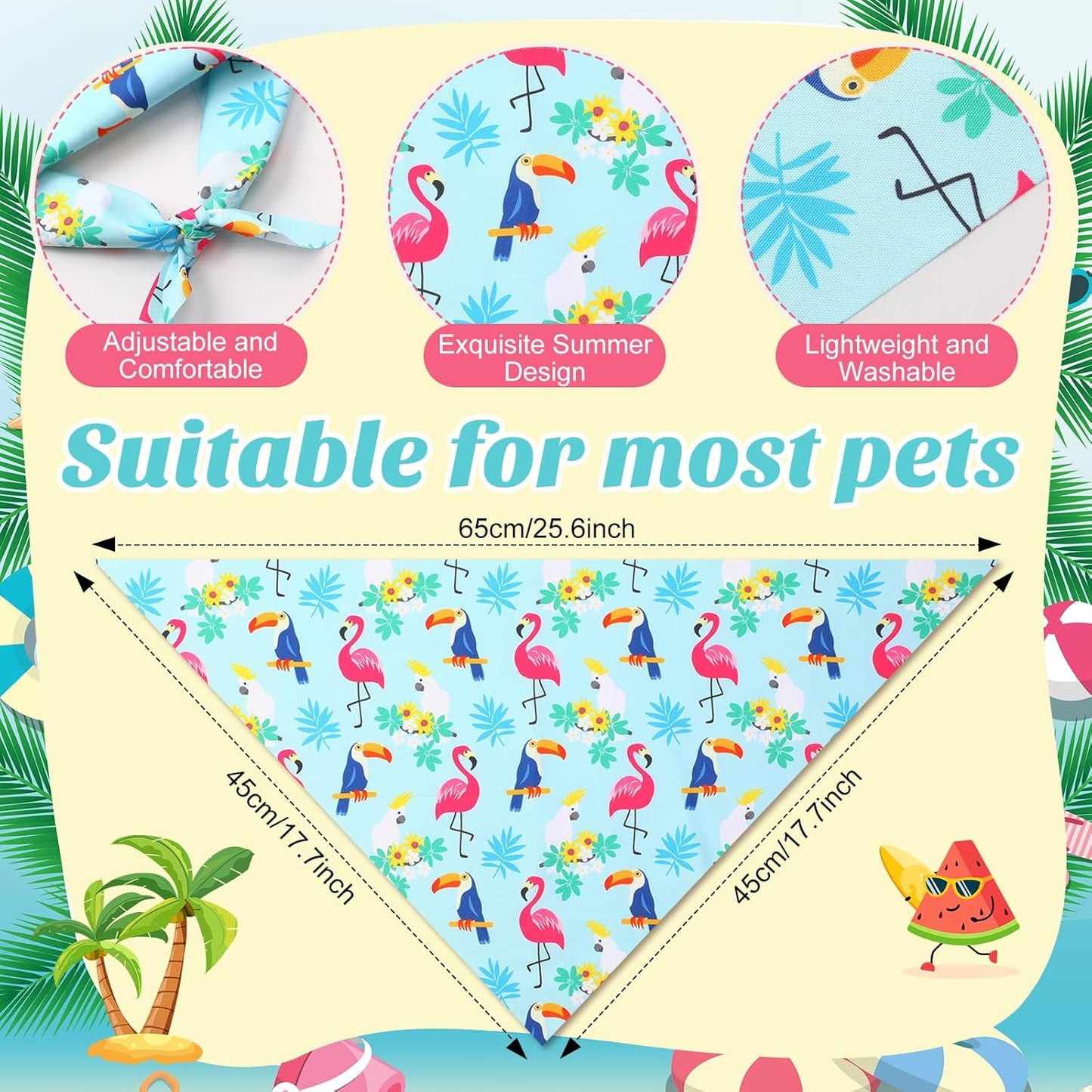 Shyyween100 Pieces Hawaii Dog Bandanas Bulk Summer Bandanas for Dogs Soft Bibs Adjustable Triangle Scarf for Small Medium Large Pets Summer Costume