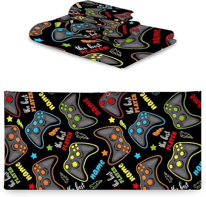 Custom Name Gaming 3 Piece Towel Bathroom Sets, 1 Bath Towel, 1 Washcloth, 1 Hand Towel, Cotton Fast Dry Soft Absorbent Towel Set for Home Kitchen Family