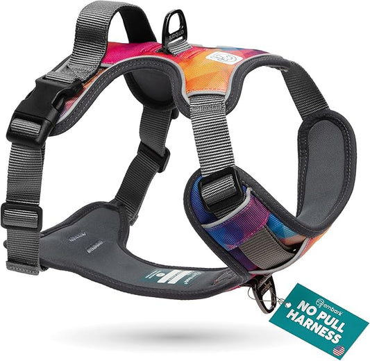 Embark Adventure Dog Harness, Reflective Trim XL for Extra Large Dogs No Pull - Military Grade Nylon, 2 Leash Clips & Gel Lined Handle. Soft & Padded Puppy Dog Harnesses for Any Breed