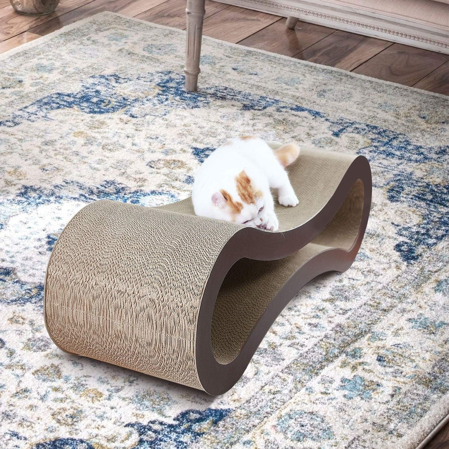 Cat Scratcher Cardboard, Scratching Pad House Bed Furniture Protector, Infinity Shape, Curved