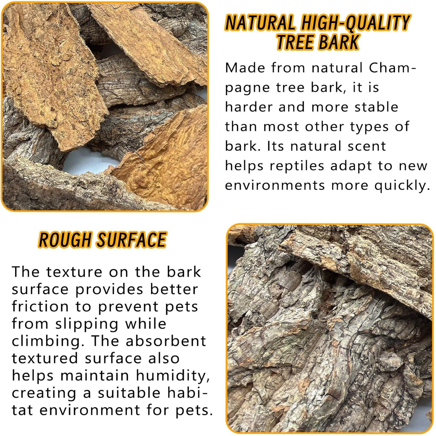 BNOSDM Reptile Terrarium Bark Substrate Bedding Tortoise Natural Cork Bark Reptile Climbing Mat Habitat Decor for Lizard Snake Spiders Hermit Crabs Tarantula Geckos Bearded Dragons (1.4 LB)