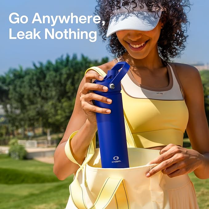 Insulated Water Bottle with Straw Stainless Steel Water Bottle, Leak-Proof, BPA-Free, Double Wall Vacuum Keeps Cold for 24 Hours for Sports, Travel, School (32 oz, Royal Blue)