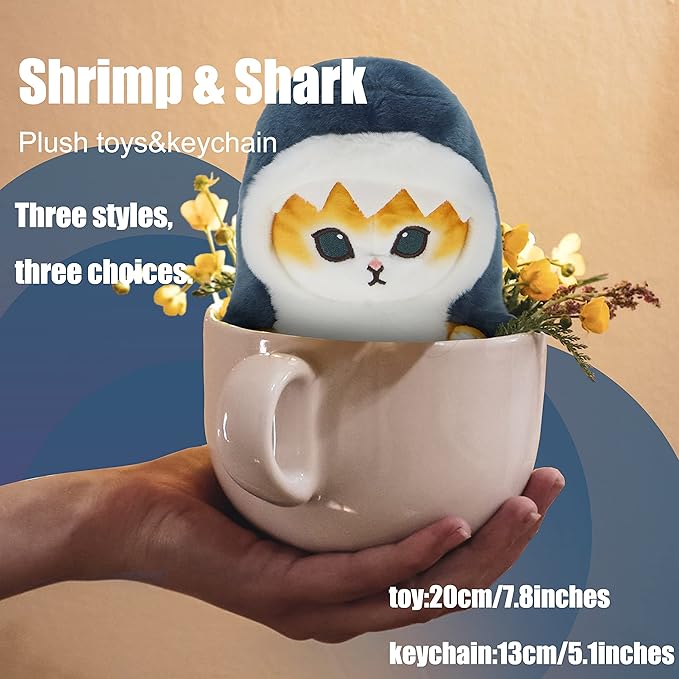 Kawaii Shark Cat Plush Toy Stuffed Animal Doll, Soft Pillow for Boys & Girls (Seal cat, 13cm/5.1in)