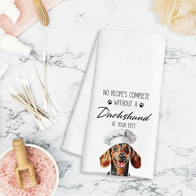 Dachshund Kitchen Towels Decorative, Weiner Dog Dish Tea Towels for Kitchen Drying, Weiner Dachshund Lover Gifts Hand Towels, Pet Lovers Dog Mom Gifts, 16x24 Inch