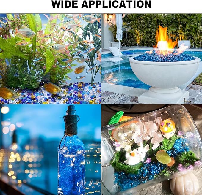 Keedolla Aquarium Clear Glass Stones Pebbles for Fish Tank, 0.93LB Fish Tank Marbles Beads Gems Gravel Rocks for Aquarium, Vase Fillers, Succulent Plants Decor