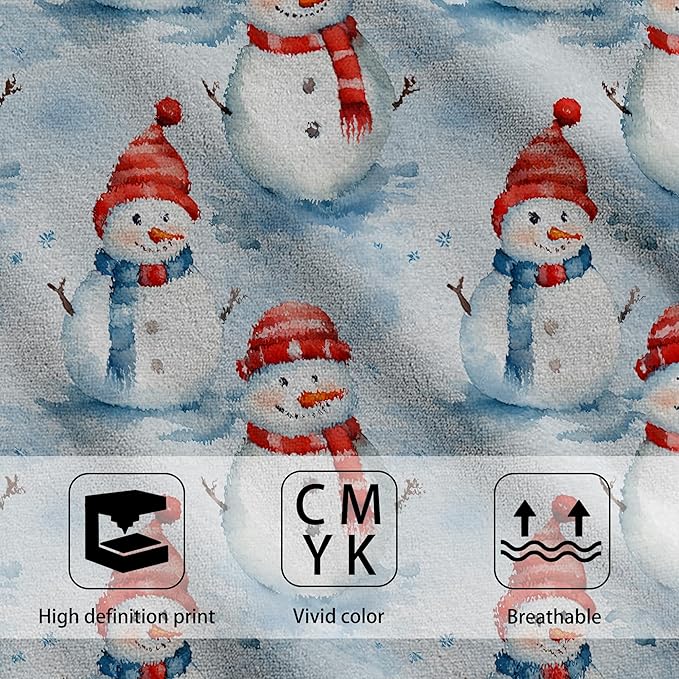 Christmas Snowman Bathroom Hand Towel Set of 2,Cute Winter Snowmans Soft Absorbent Decorative Fingertip Kitchen Towel for Bedroom Kitchen Hotel Home Deco