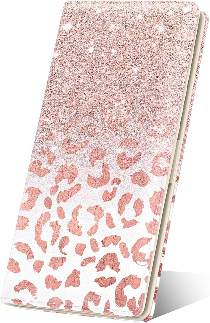 Nipichsha Womens Wallet, RFID Slim Wallets for Women, Thin Ladies Credit Card Holder Purse, Cute Leather Bifold Clutch Billfold with 11 Card Slots & ID Window, Pink Gilt